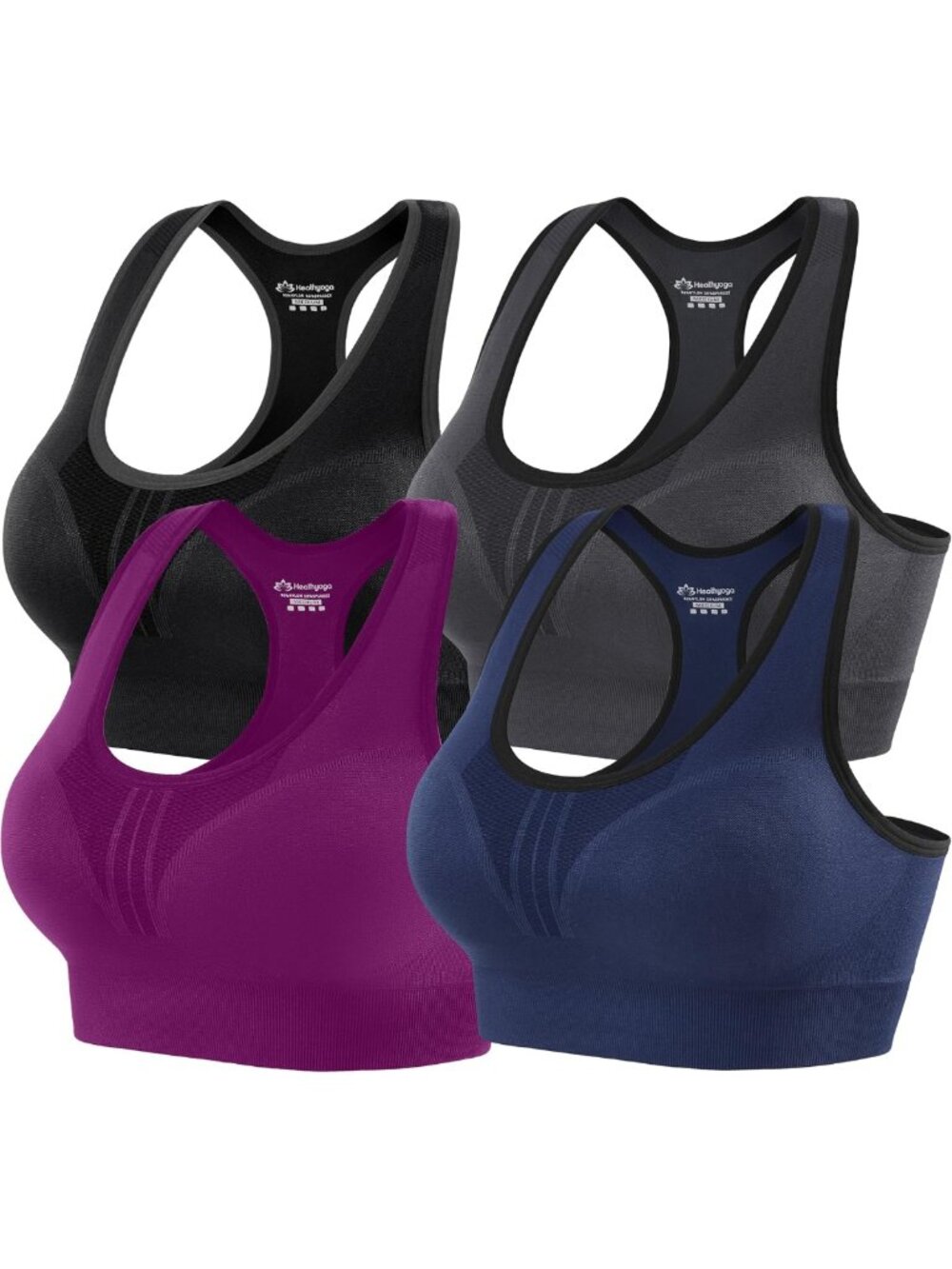 High Support Racerback Sports Bras for Women - Comfortable Workout Bra Pack